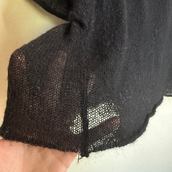 Free People Sheer Black Fair Isle Flutter Sleeve Off the Shoulder Sweater Top XS - Picture 6 of 12